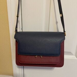 Elegant Navy and Burgundy Crossbody Bag